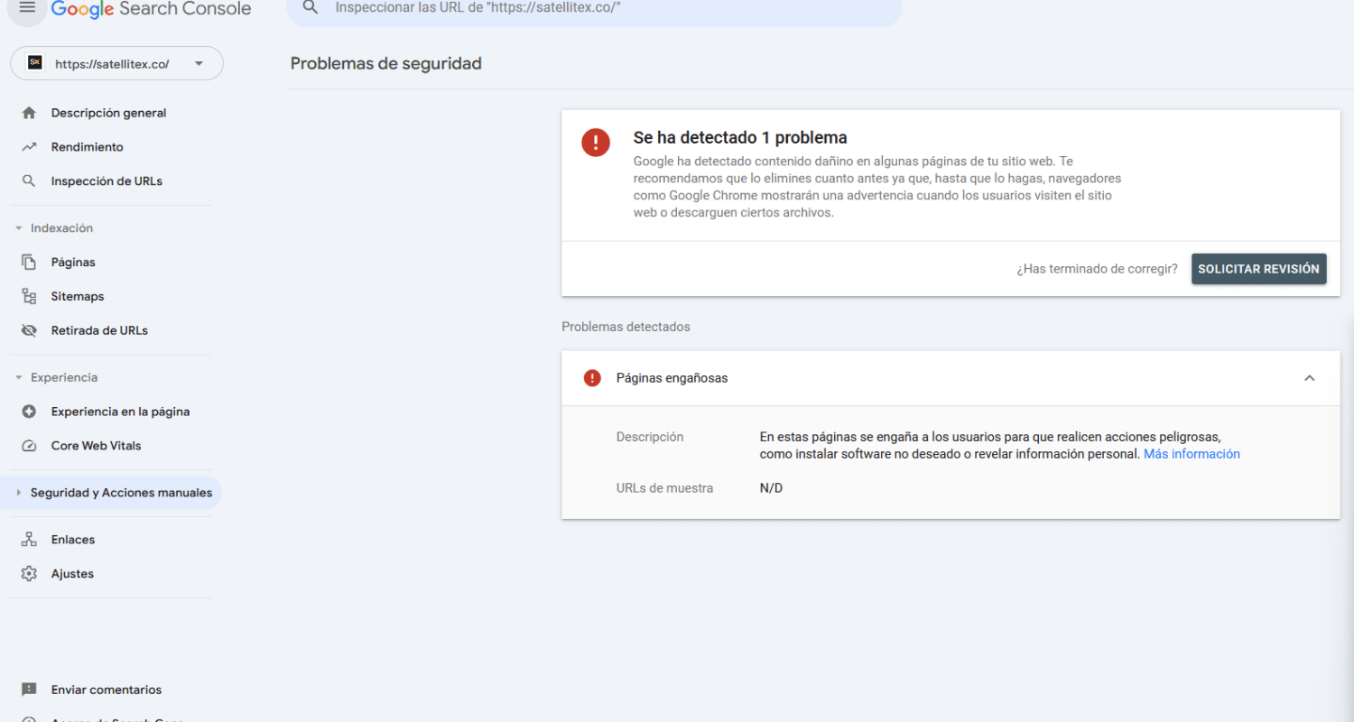 Acciones manuales y seguridad en Google Search Console